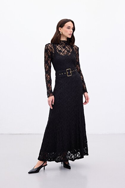 Lace Long Skirt - Black