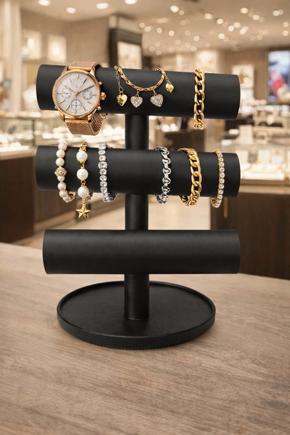 3D Jewelry Bracelet and Bangle Display Stand 3 Tier Black-306