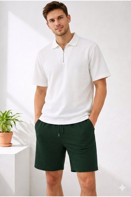 طقم تي شيرت قصير للرجال من New Season Polo Neck قصة فضفاضة بسحاب نصفي من Vortex Daily ذو قصة مريحة