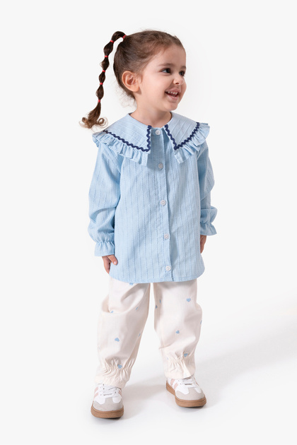 Water Stone Collar Detailed Baby Girl Top and Bottom Set 9092 Spr