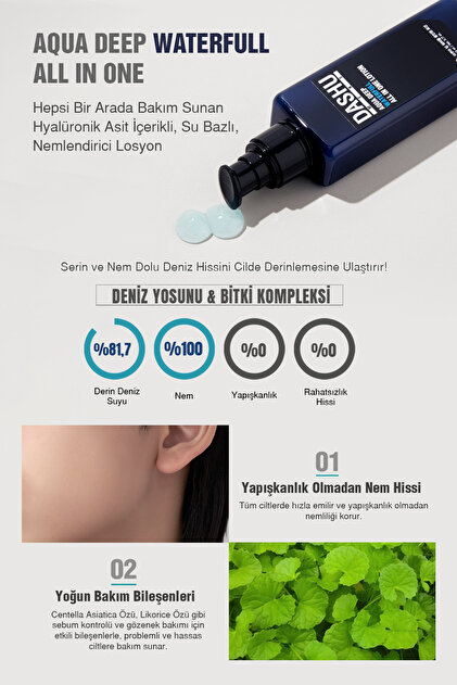 Dashu Erkeklere Özel, Nemlendirici, Cilt Bakım Seti Mens Aqua Skin