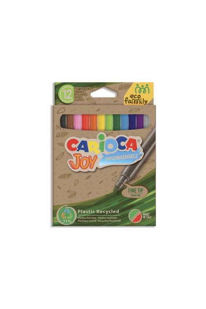 Creioane colorate cu vârf lavabil Ecofamily Joy, pachet de 12
