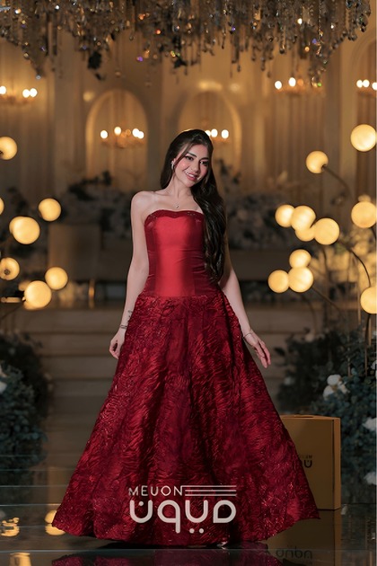 burgundy evening dress