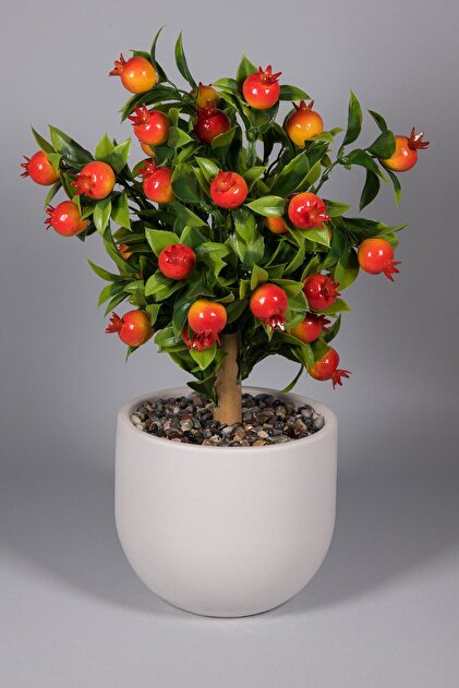 YAPAY ÇİÇEKÇİNİZ Beton Saksıda Yapay Nar Ağacı - Fiyatı, Yorumları