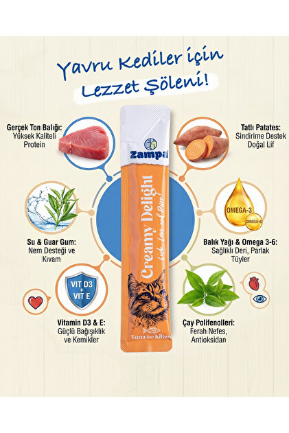 Zampa Creamy Delight Yavru Kediler için Ton Balıklı Krema Ödül