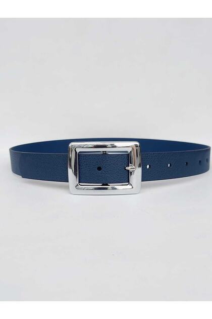 Women's Navy Blue Silver Buckle Belt, Jean Belt, Jacket Belt, Trouser Belt