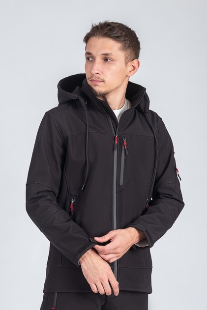 Jachetă pentru bărbați, rezistentă la apă, slim fit, softshell, cu glugă