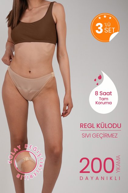 Easy to Change 3-Piece Lady Comfortable Super Absorbent Leak-Proof Period Panties with Side Clips