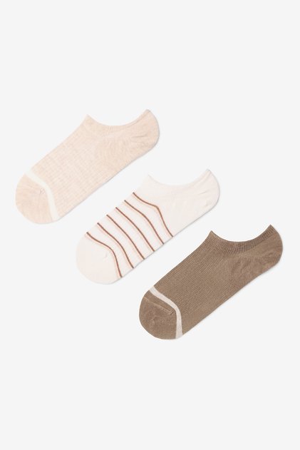 3 Paar gestreifte Sneaker-Socken aus Baumwolle