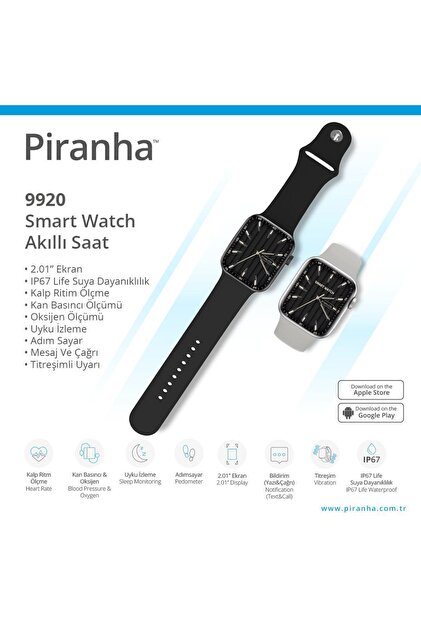 Piranha 9920-S Akıllı Saat | 2.01″ Ekran | Uyku Takibi | Bildirim