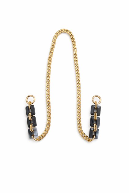 Acrylic Model Gold Color Bag Chain for Knitted and Leather Bags - 100 cm - (with Black Acrylic)