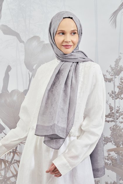 Chain Monogram Patterned Shawl 3042-Grey