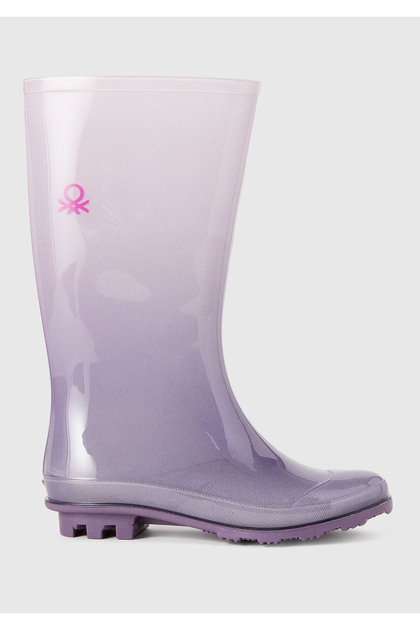 Boy's Lilac Faded Effect Contrast Color Rubber Sole Rain Boots
