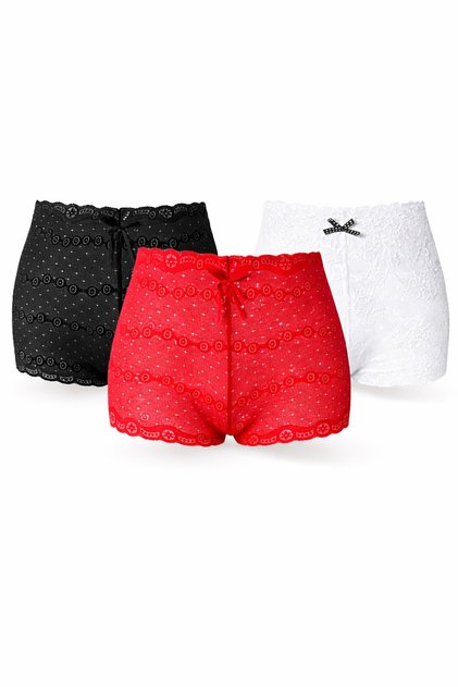 Gob Everyday Large Size 3-Piece Sheer Lace Shorts Panties Set-Daily Comfort