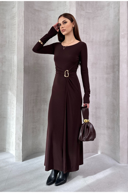 Bel Detailled Buckled Long Sandy Dress