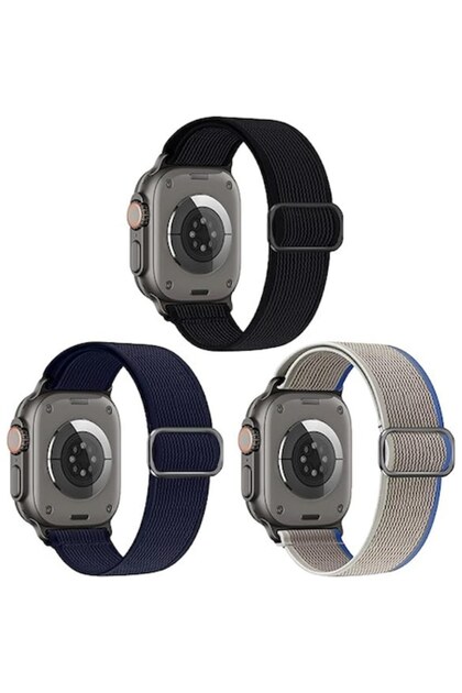 Set de 3 curele din nailon compatibile cu Apple Watch SE/Ultra/Seria 1-10