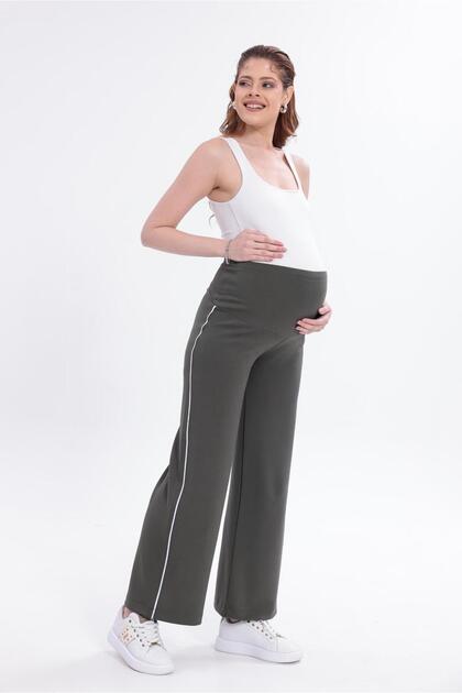 Palazzo Wide-Leg Pregnancy Pants with Striped Details