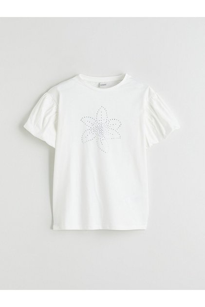 Lcw Kids Crew Neck Rhinestone Girls' T-Shirt