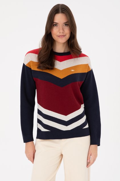 Women's Burgundy Crew Neck Sweater 50309612-Vr014