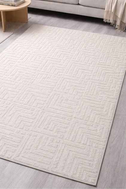 Rölyef Çeşme Elit Ekru Kaymaz Taban Yıkanabilir Salon Mutfak Koridor Halı Yolluk