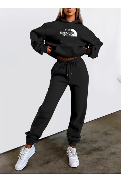 Thick Hooded Sweatshirt and Sweatpants Set Two-Piece Set