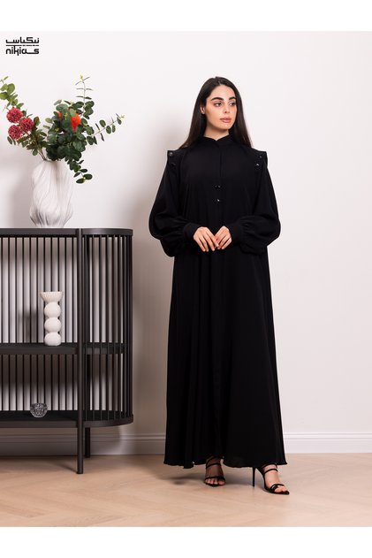 Nida abaya with collar and buttons with smart cuffs