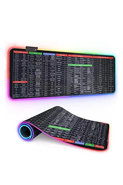 XTRIKE ME Oyuncu RGB Mousepad ve Klavye Pad PC Kısa Yollar Desenli