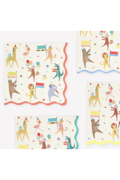 - Animal Parade Large Napkins - Hayvanlar Geçit Töreni Peçeteler (16'lı)
