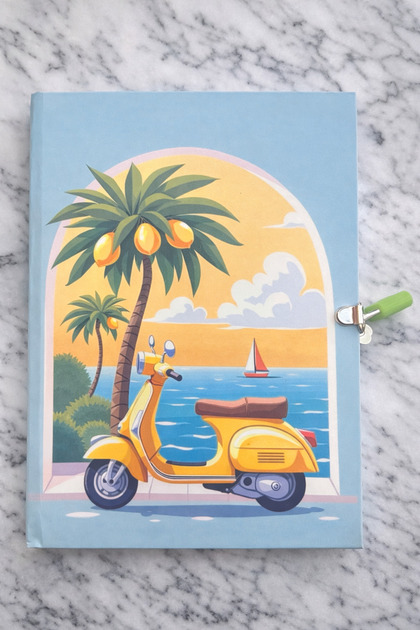 Yellow Bi̇ke Journal Locked Memory Book Memory Notebook Agenda