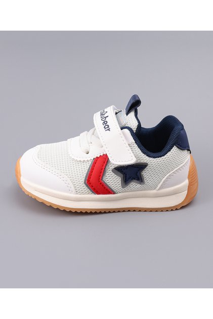 Star Printed Velcro Closure Casual Shoes - White/Black