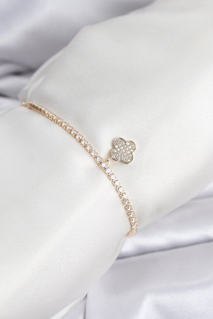 Yonca Model Zircon Stone Gold Color Elevator Waterway Bracelet - Ebj260123W39151
