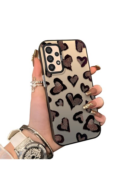 Samsung Galaxy A33 5g Compatible Hard Acrylic Back Silicone Edge Lens Protection Case Heart Pattern