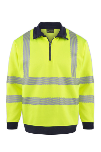 OLYMPUS CONTRAST SAFETY 1/4 ZIP POLO YAKA SWEATSHIRT