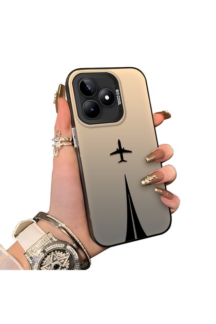 For Realme C53 Compatible Hard Acrylic Back Silicone Edge Lens Protection Case Simple Plane Pattern