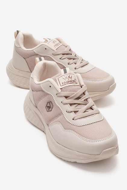 Double Stripe Stitched Anorak Women's Sports Shoes Beige Beige