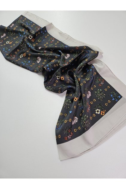 Luxury Voile Silk Shawl Hijab Foulard Scarf Shawl Floral Pattern 70 X 180 cm