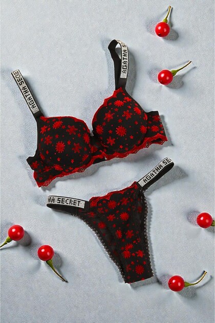 Stone Printed Supportive Snowflake Padded Bra Set