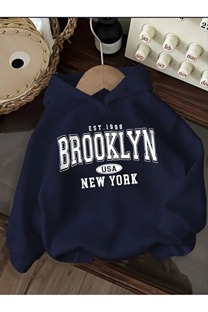 Baxia KıZ ERKEK Çocuk BROOKLYN BaskıLI Kapşonlu Sweatshirt HOODİE
