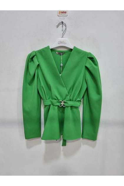 Girl's Stylish Blouse with Wrap Collar and Belt - New Season