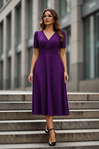 purple collared dress Solid Zippered Front Sleeveless Collared Dress - Lavender