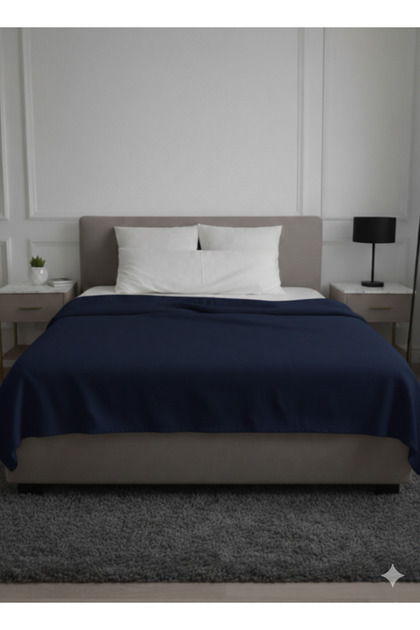 Double Dark Blue Checkerboard Patterned PiqueCheckered Hotel Pike 200 X 230