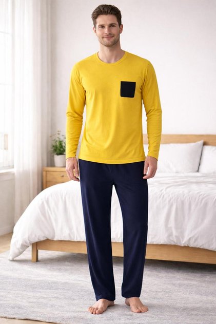 erkek pamuklu penye pijama takımı