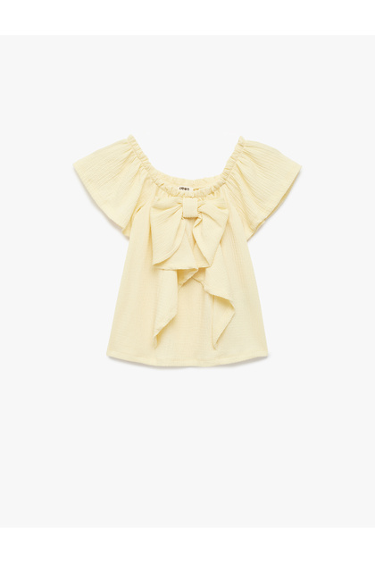 Short Sleeve Off-Shoulder Bow Blouse