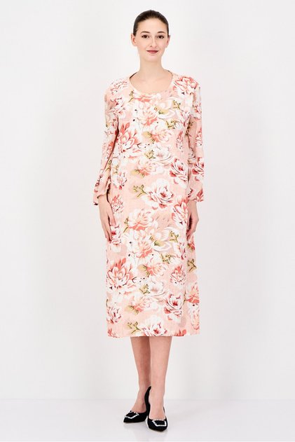 Women Floral Print Midi Dress, Multicolor