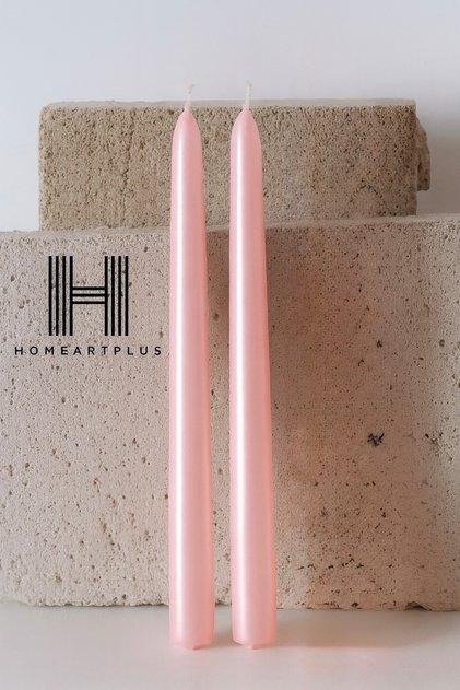 Pembe Renk 2 li Şamdan Mum (çap 2.2 boy 25cm)