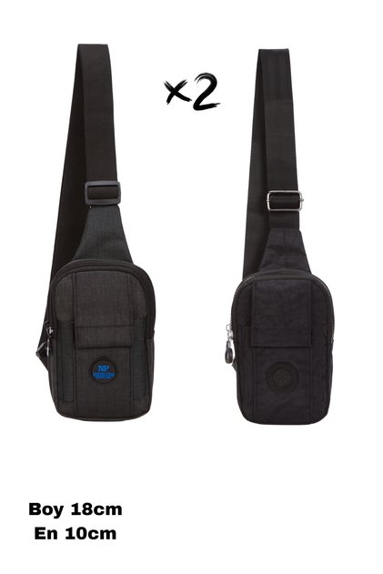 Black Unisex Crossbody Waist Bag with Phone Compartment Chest Travel Daily Bodybag Freebag Slingbag