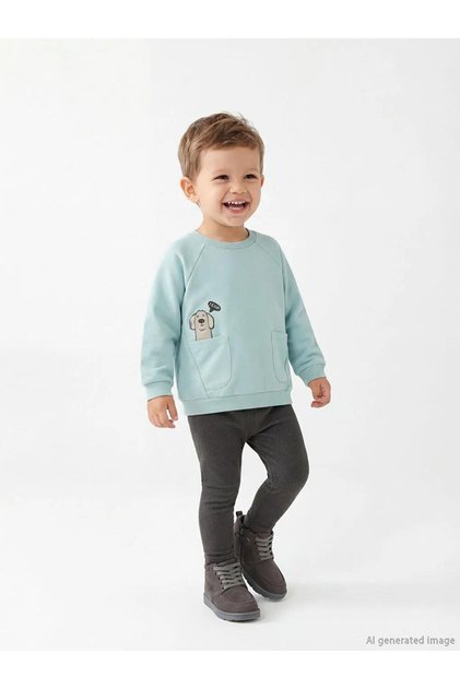 Green Baby Boy Printed Sweatshirt and Sweatpants (S6)