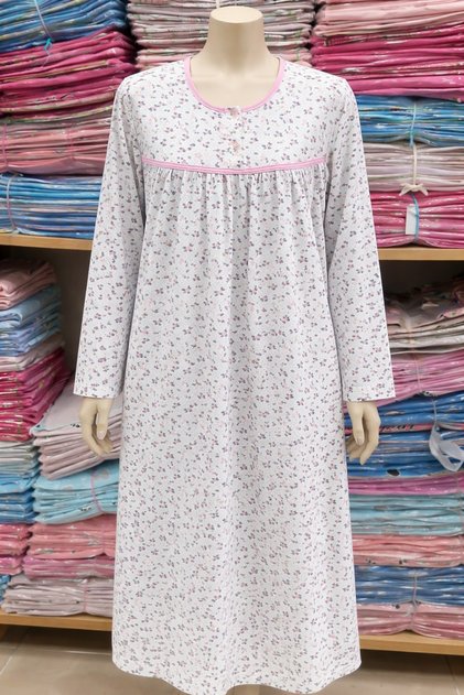 Large Size Loose Fit Winter Fleece-Lined Cotton Mother's Nightgown (Suitable up to 130 Kilos)