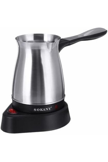SK-214 Electric Turkish Coffee Maker - 500ml Stainless Steel Pot, 600W, 5 Cups