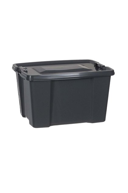 Cutie de Depozitare din Plastic Gri cu Capac 12L